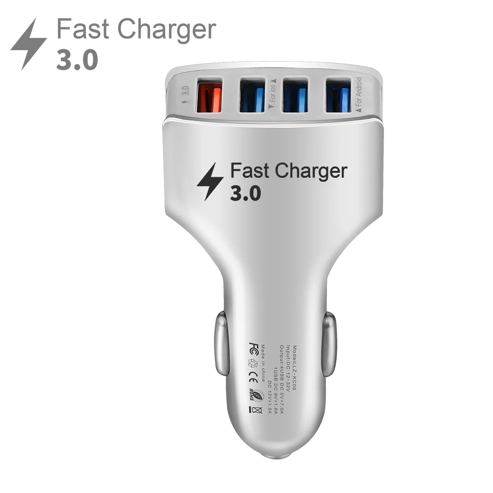 

TiOODRE 4-Port USB Fast Car Charger Adaptive QC 3.0 for Galaxy S8/S8 Plus for IPhone 7 Plus/7 IPad Tablet And Android