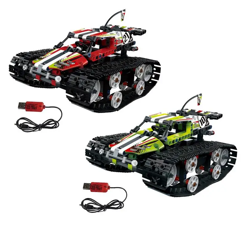

Remote Control Toy Car 2.4G Assembled Building Blocks Toy DIY Electric Tracked High Speed Car Model 410 PCS For Children