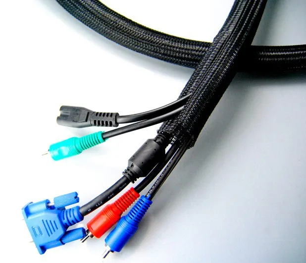 1/4" ID:6mm Braided Sleeving Cable Wrap Split Loom SPLIT BRAIDED sleeving Self-closing braided cable wrap