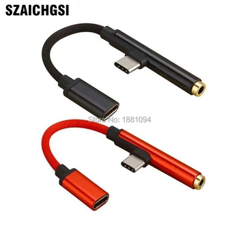 

100pcs USB Type C Adapter Charger Audio Cable 2 In 1 Type-C To 3.5mm Jack Earphone Aux Converter For Huawei xiaomi mobile phone