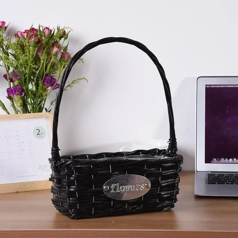 

Hand-woven Woven Wicker Basket Flower Pot Gardening Decoration Kitchen Food Container Home Sundries Storage Basket