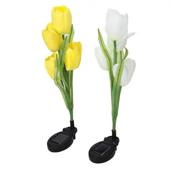 

2 PCS Outdoor Colorful 4 LED Artificial Solar Lawn Tulip Lamp Garden Decoration Solar Lights LED Solar Lawn Lamp Garden Tulip
