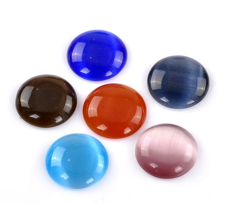 

Created Cat's Eye Glass Embellishment Finding Round Dome Cabochon Mixed Color 18mm Dia,30PCs (B22135)