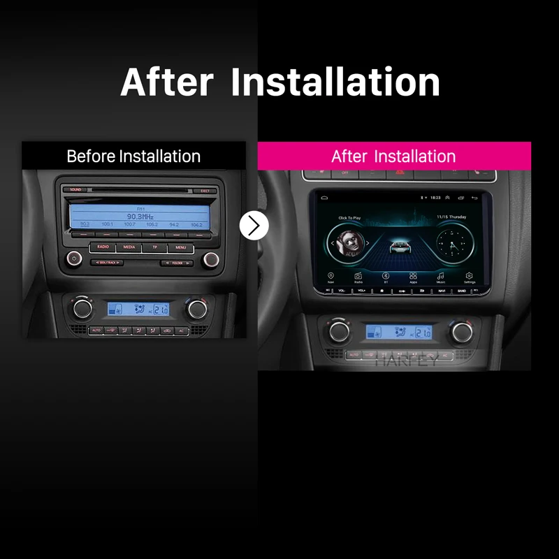 Автомагнитола Harfey 9 дюймов для VW Volkswagen Golf Polo Tiguan Passa MK5 MK6 Jetta Touran Android 8 1