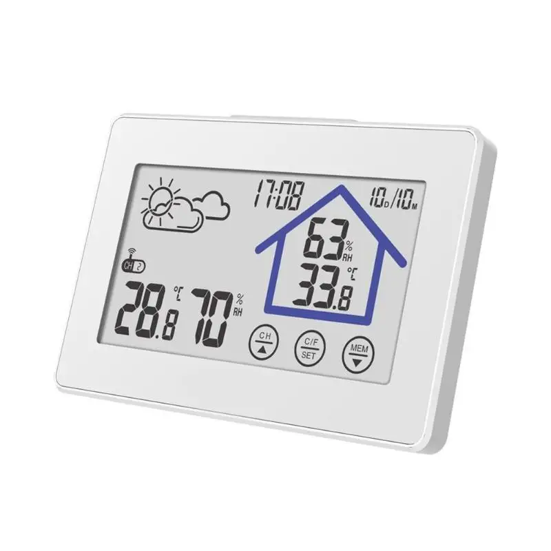 

Humidity Forecast Touch Screen Weather Station Clock Wireless Sensor Thermometer Digital Temperature Instruments