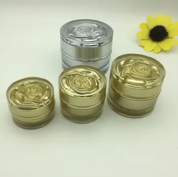 

500pcs 5G Empty gold/silver cream jar,plastic cosmetic container cream jar with flower lid