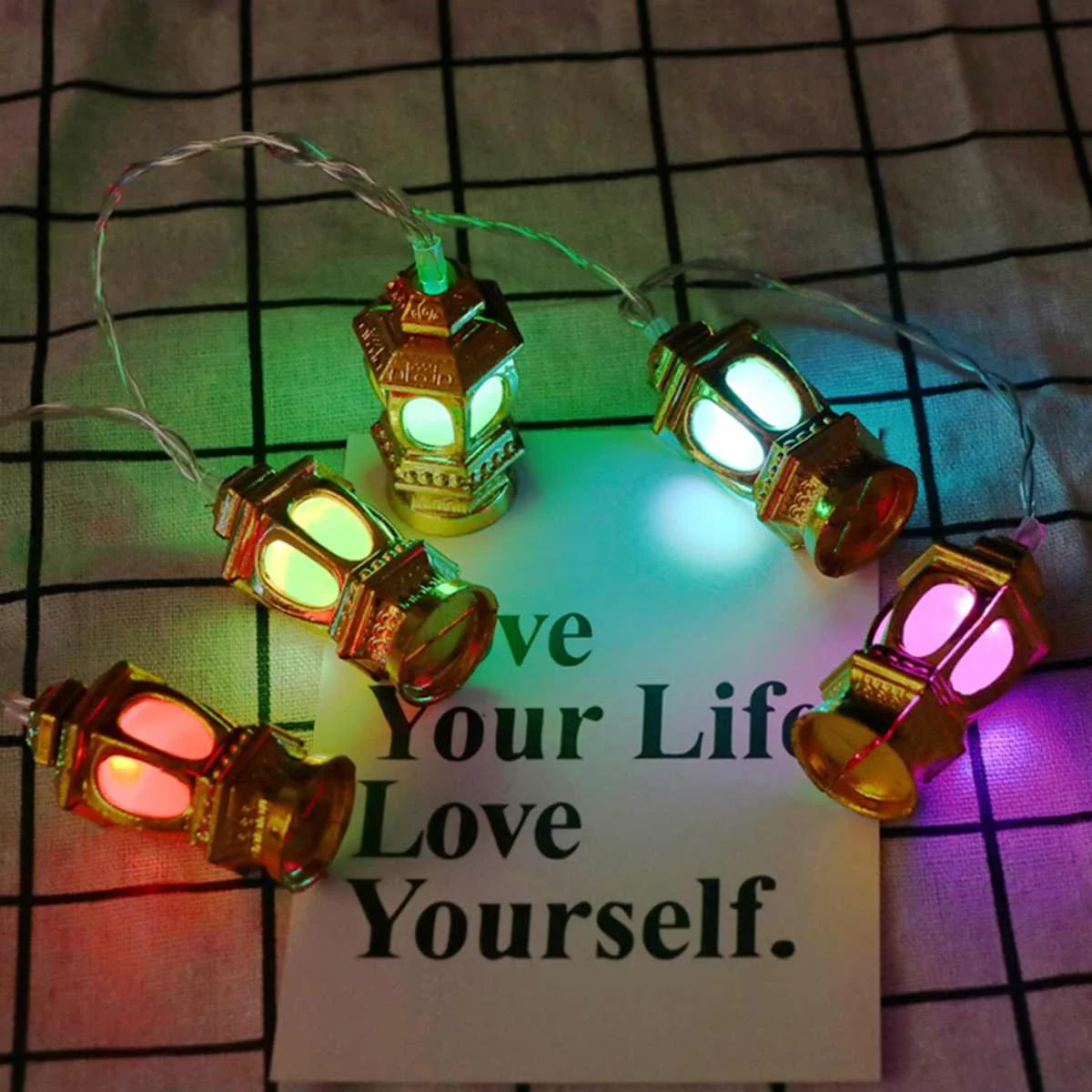 

165cm 10 EID Ramadan Moon Party Decor Islamic 10 LED Lantern String Light Colorful Lamp Eid Decorations For Home Garden Tree