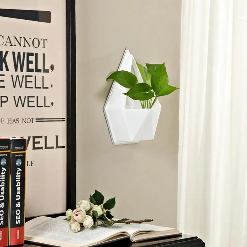 

Hanging Planter Vase & Geometric Wall Decor Container - Great For Succulent Plants, Air Plant, Mini Cactus, Faux Plants and More