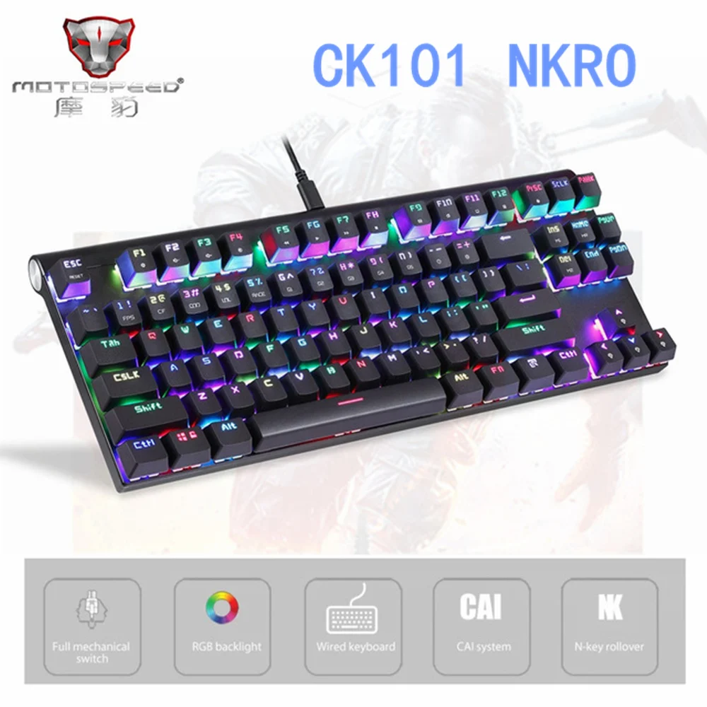 

Original MOTOSPEED CK101 NKRO Mechanical Keyboard with RGB Backlight Wired Mechanical Keyboard Metal for Computer Games