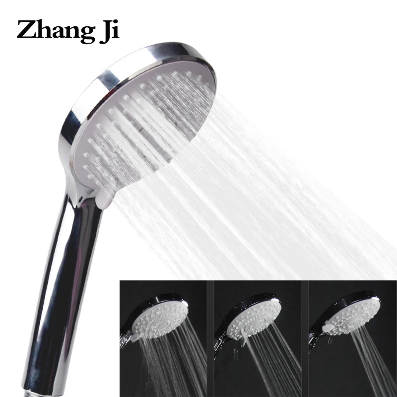 

ZhangJi Adjustable 3-Function Bathroom shower head chrome plated silica gel nozzle ABS plastic handheld water saving shower head