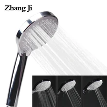 ZhangJi Adjustable 3-Function Bathroom shower head chrome plated silica gel nozzle ABS plastic handheld water saving shower head new universal 3 mode function shower heads chrome handheld bathroom water shower head for bathroom tools
