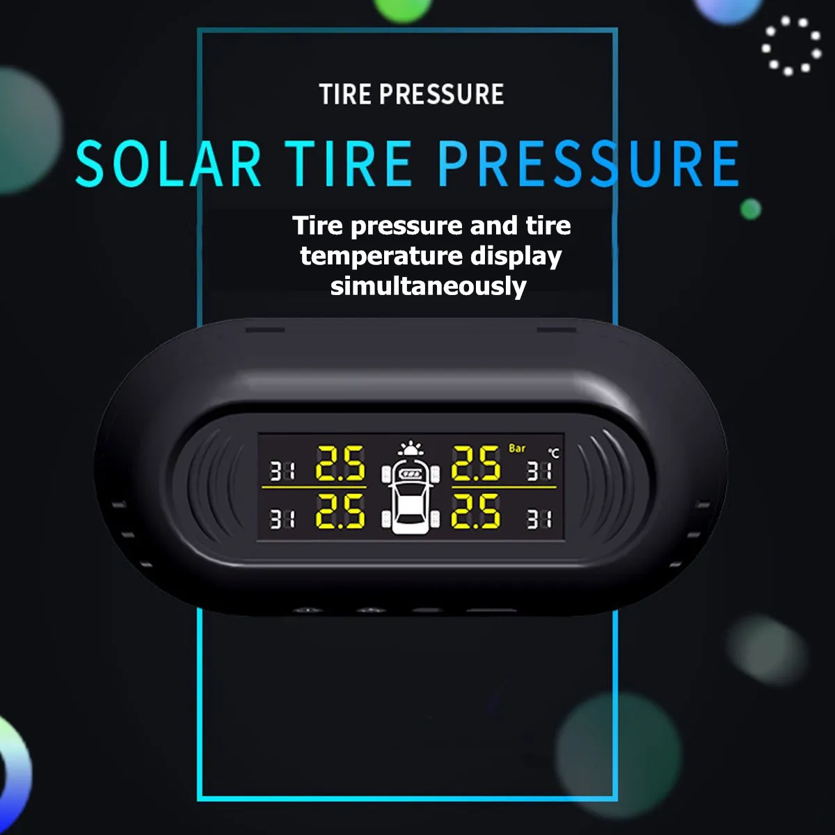 

Smart Car LCD TPMS Tyre Pressure Monitoring System Solar Power charging Auto Security Alarm Systems with 4External Sensor