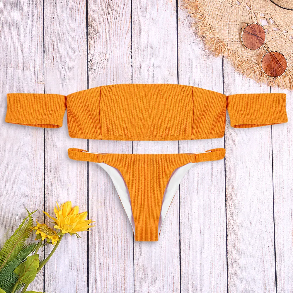 

2019 New Bikinis Strapless Swimwear Women Swimsuit Sexy Off Shoulder Bathing Suit Beachwear Bikini Set