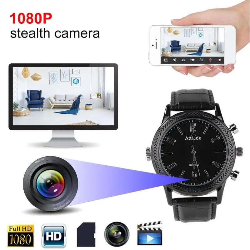 

1080P FHD Infrared Night Vision Camera Watch Video Recorder Camcorder Support Audio Recording And Sound Control Mini Camcorders