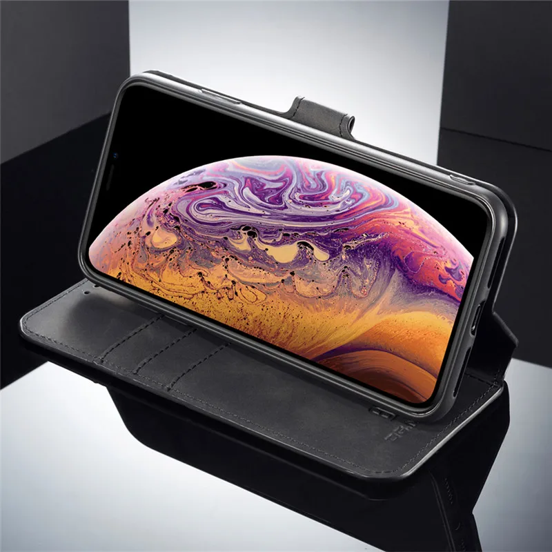 Для iPhone X Xs Max Xr Ретро Стиль из искусственной кожи раза Kickstand кошелек чехол с слоты