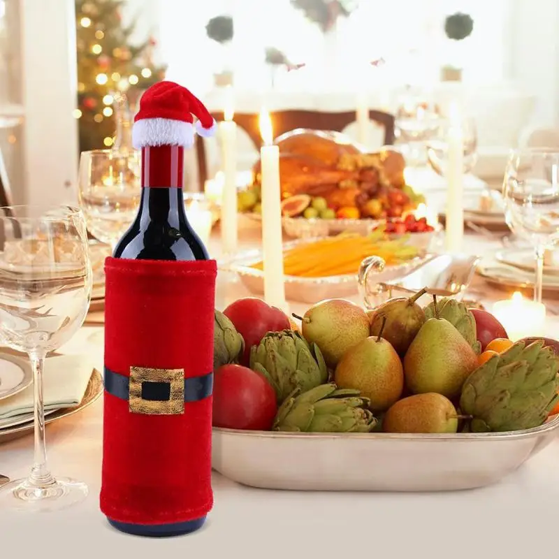 

43 Types Christmas Wine Bottle Set Santa Claus Snowman Deer Bottle Cover Clothes Kitchen Decor for New Year Xmas Dinner Party