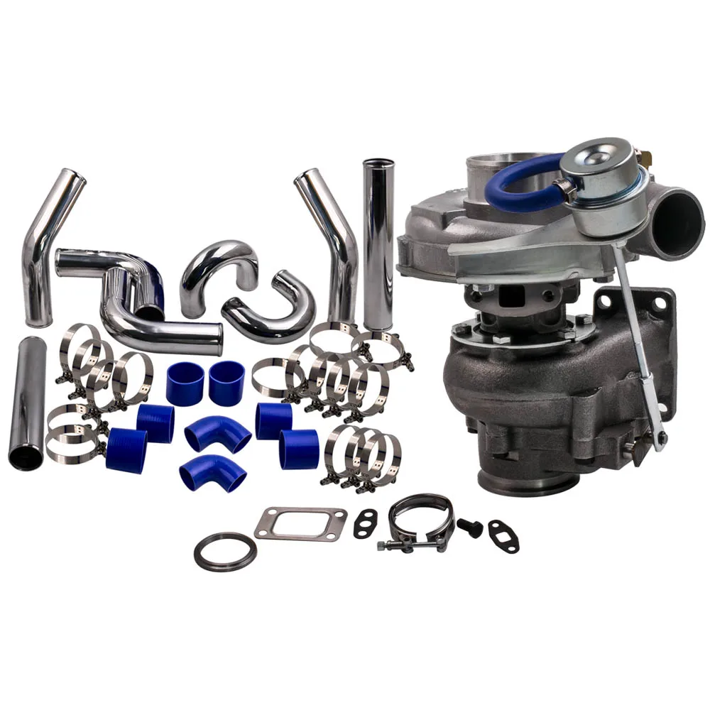 

universal turbo charger T3T4 T04E T3 .63 AR 76mm 3" turbo intercooler pipe piping Kit Horse Power up to 420HP 7.3psi - 14.5psi