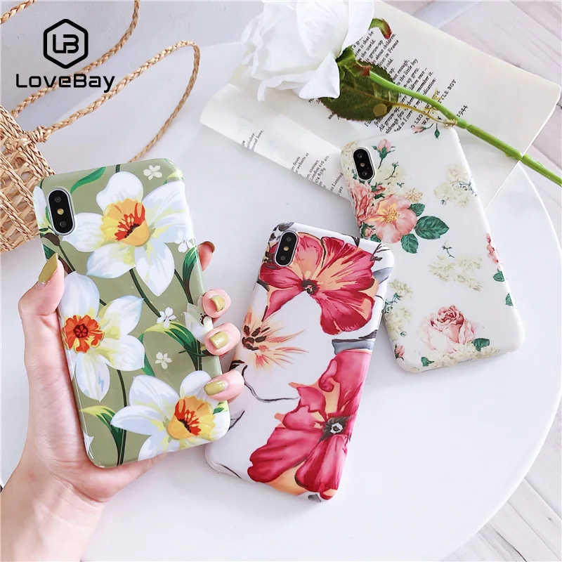 

Lovebay Phone Case For iPhone 6 6s 7 8 Plus X XR XS Max Beautiful Flower Gardenia Floral Colorful Soft IMD For iPhone X Cover