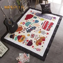 Детский игровой коврик, 145x195 см, Лондонский элемент, принт, 1,5 см, толстый, многоцелевой, теплый, стеганый коврик для дома и путешествий