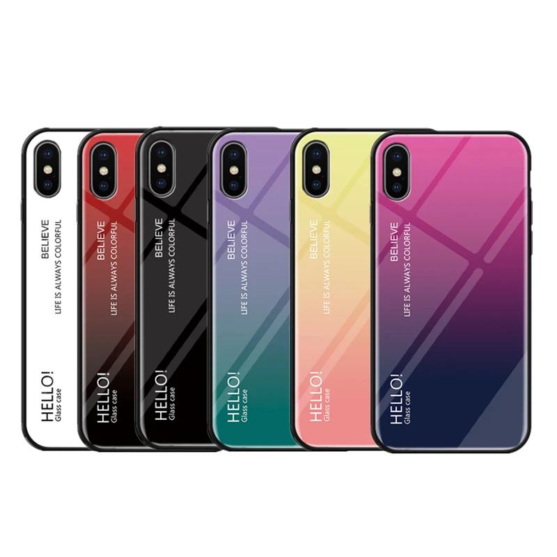 Для iPhone X Xs задняя крышка градиентный цвет стекло материал чехол для телефона