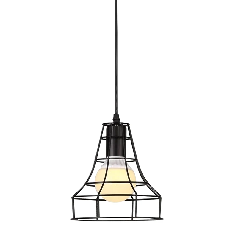 

Modern Pendant Light Black Iron Hanging Cage Vintage E27 Led Lamp Bulb Industrial Loft Retro Dining Room Restaurant Bar Counter