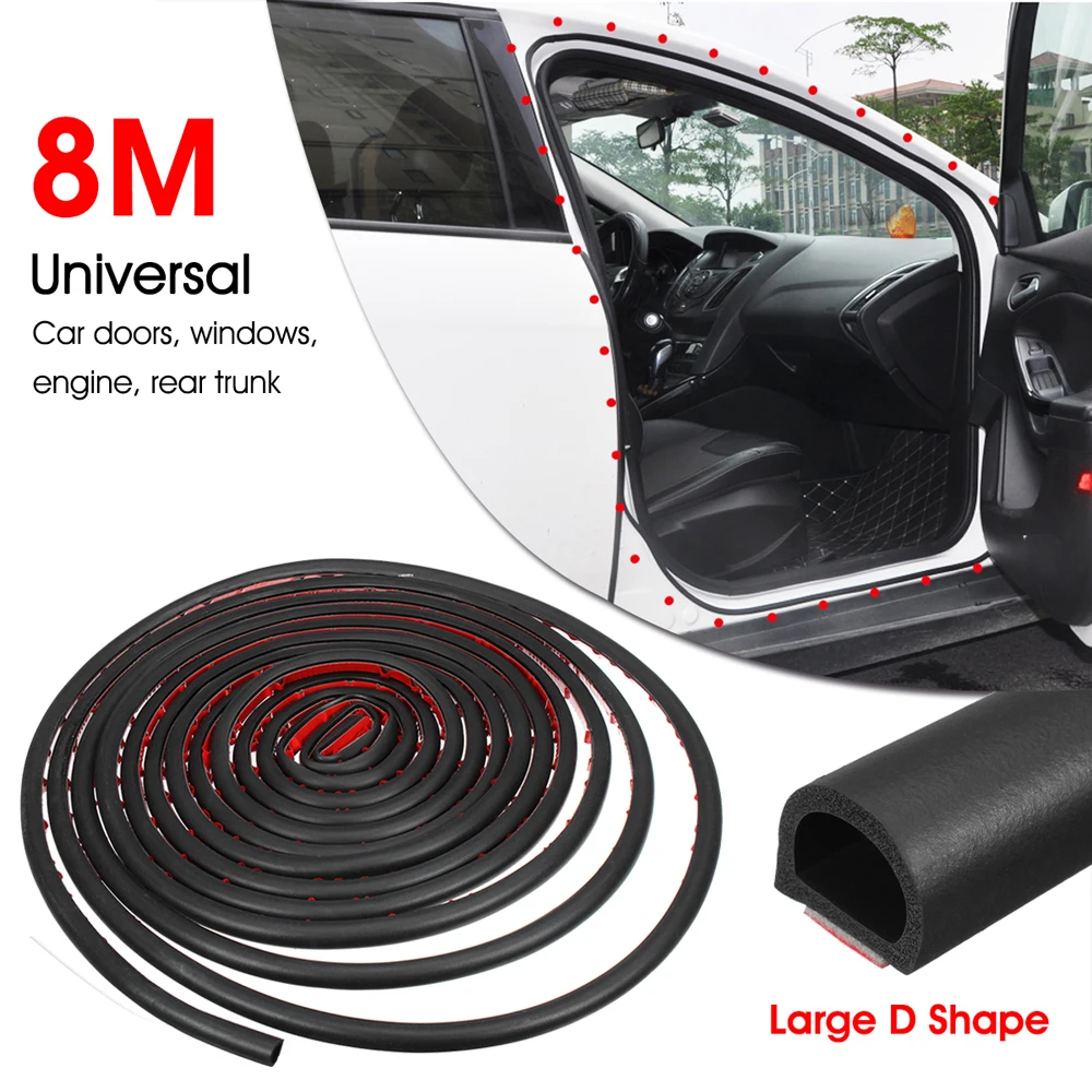 

8 Meters Big D-Shape Car Door Seal Strip EPDM Noise Insulation Anti-Dust Soundproofing Car Rubber Seal Car Accessories