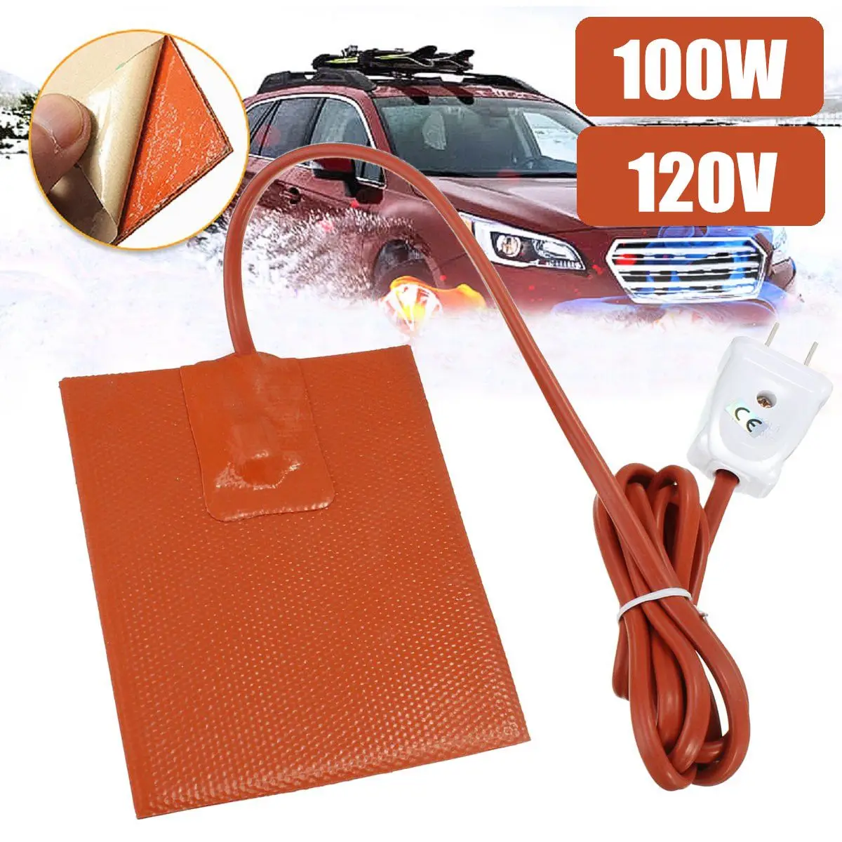100W Silicone Heater Pad Engine Block Hydraulic Tank Heating Plate Oil