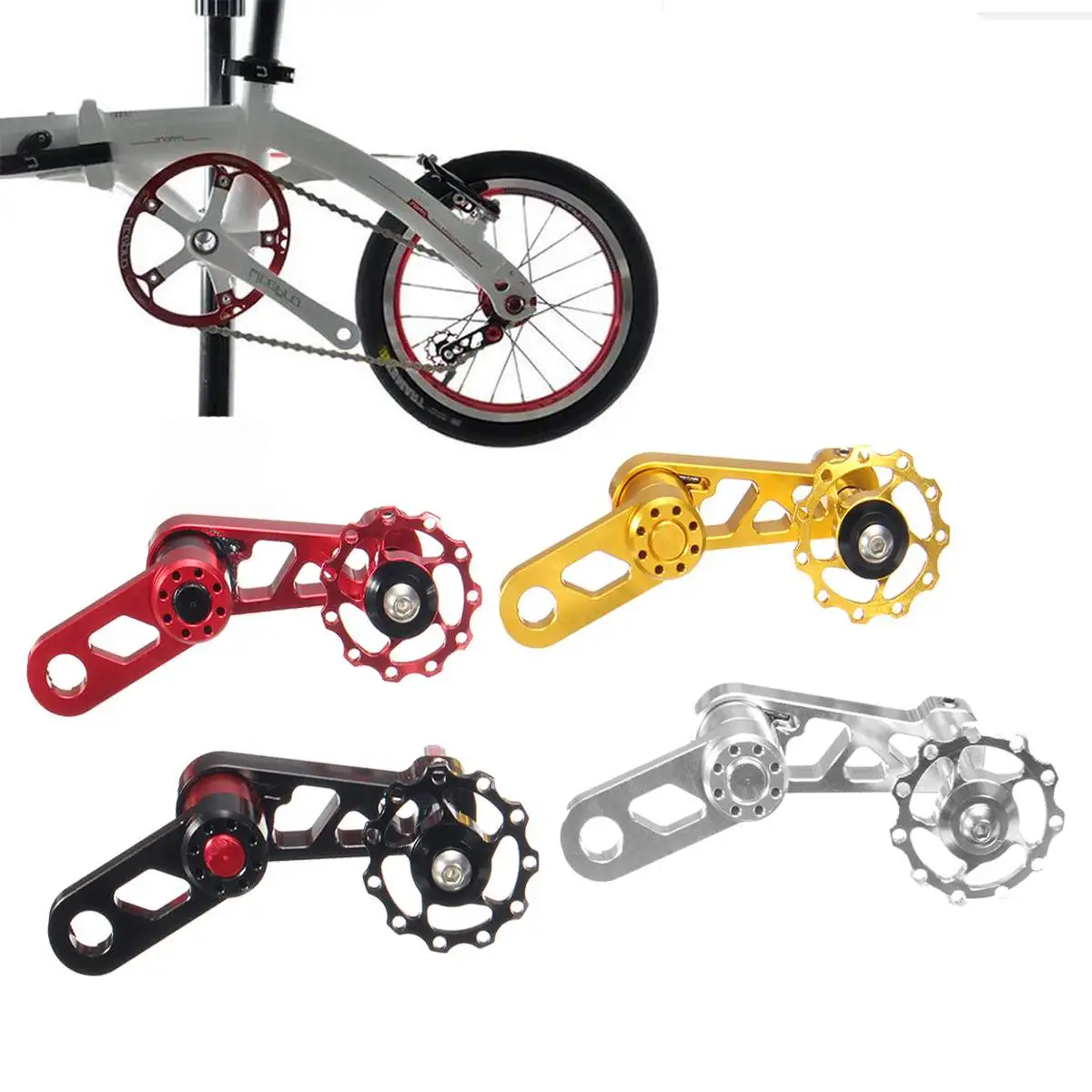 Durable Bike Rear Derailleur Chain Tensioner AL Alloy Guide Wheel Single Speed 