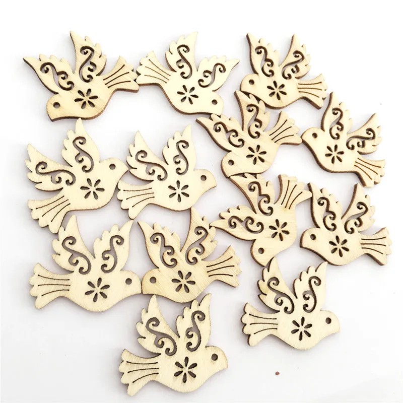 

50pcs Wooden Bird Peace Dove Home Decoration Die Cutting Wood Angle Scrapbook DIY Craft Wooden Chip Decor New