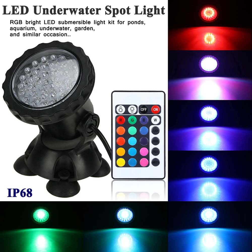 

Remote Control RGB LED Spotlight LED Underwater Light Garden Pond light LED Aquarium Light Swimming Pool Light LED Spotlight D30