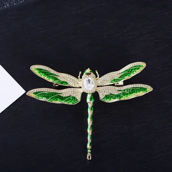 

New 3A Cubic Zirconia Dragonfly Brooch Broach Pin High Quality Women Jewelry Dress Bag Accessories XR04061