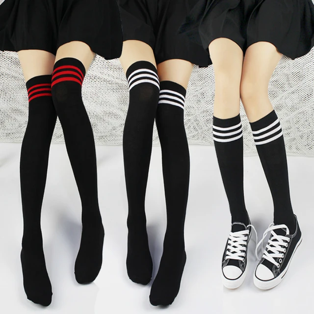 1pair Fashion Stockings Casual Girls Student School Socks Thigh High Over  Knee High Socks Womens Long