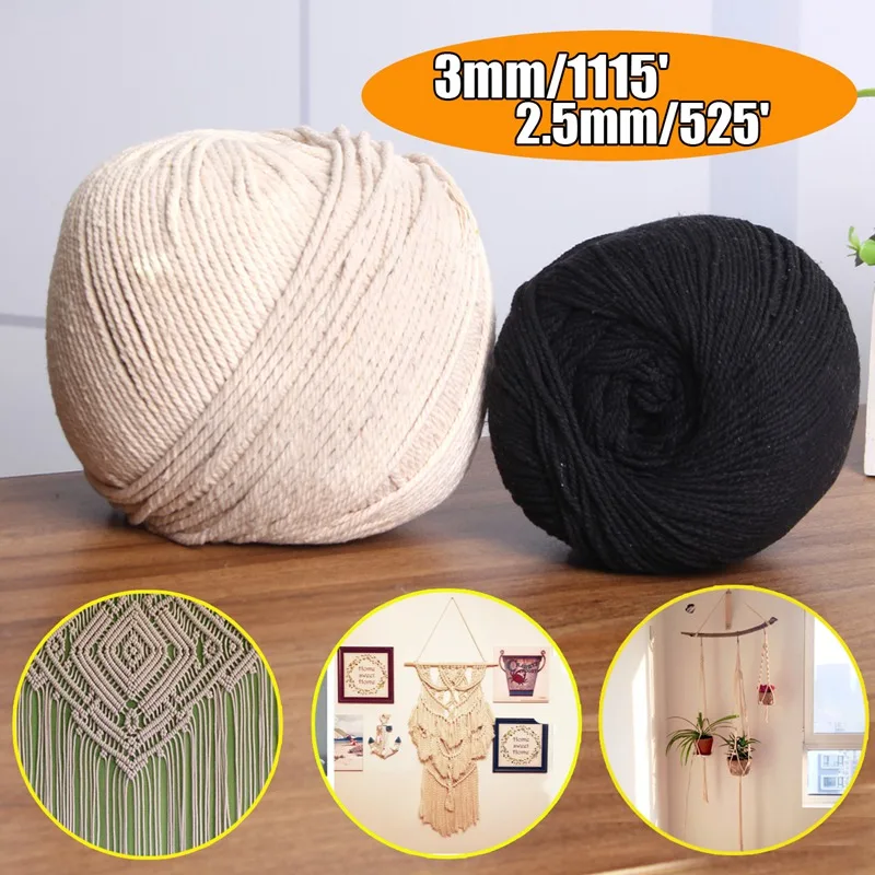 Goede KiWarm Beige Zwart 3mm 1115 2.5mm 525 Katoen Twisted Cord Handgemaakte Jute Bundel Touw Decor ambachten Voor DIY Decor Ambachten Party