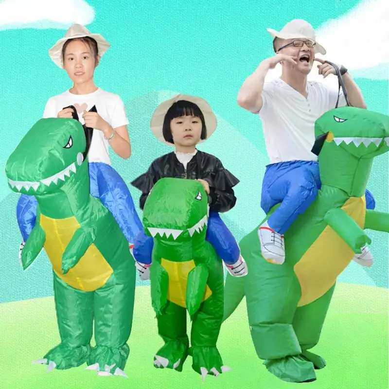 

3D Stand Riding Inflatable Dinosaur Costume Halloween Dress Cosplay Suit Horse Cowboy Costume for Kids Adult Party Supplies