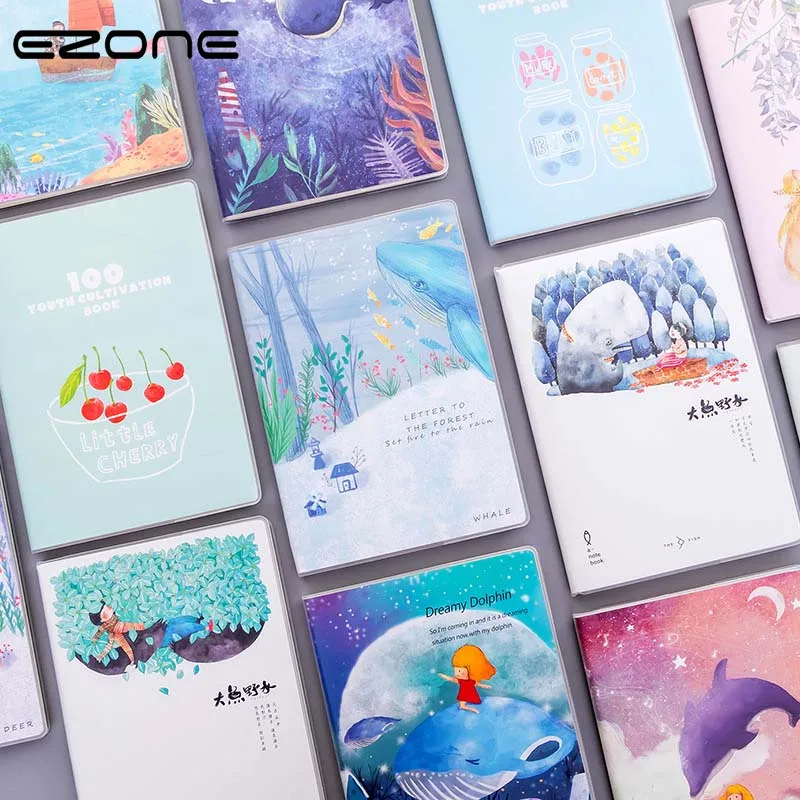 

EZONE 1PC A5 PVC Cover Notebook Waterproof Fresh Summer Fruits Note Pad Printed Creative Pattern Line Page Notebook Stationery
