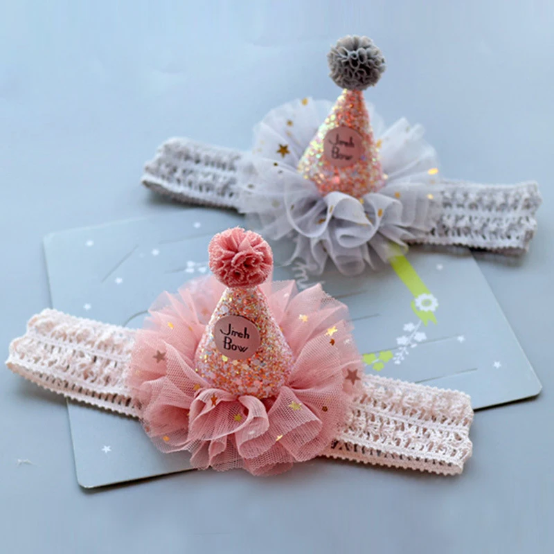 Cute Crown Elastic Headband Baby Girls Princess Lace Flower Birthday Hair Band n