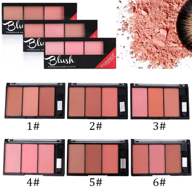 Makeup Blush Palette Set 3 Colors Natural Longlasting Blusher Powder Set With Small Brush