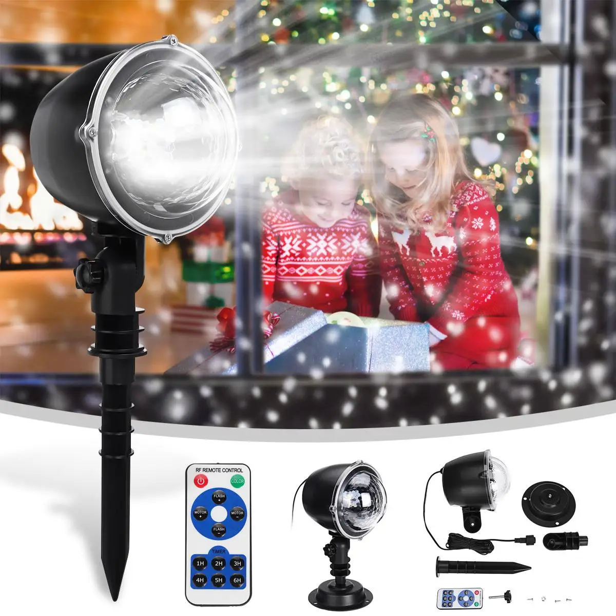 

5W Moving Snowflake Snow LED Mini Projector Light Adjustable Waterproof Lamp Christmas Birthday Party Club