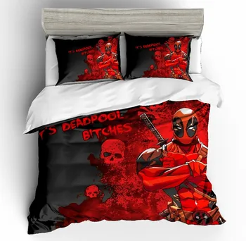 

Marvel Super Heroes 3D printing bedding set Deadpoo comforter bedding sets duvet cover AU EU AU GB 13 Size bedclothes bed linen