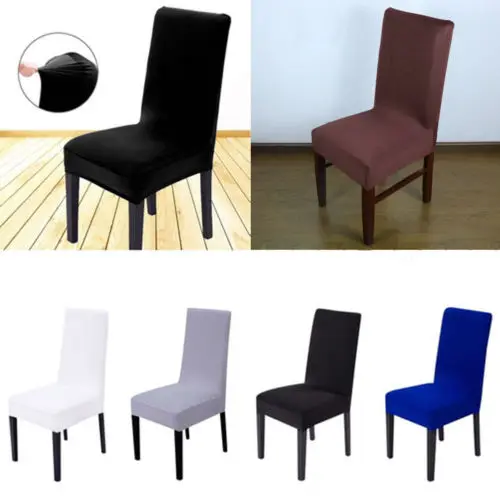 

2019 New Arrival Dining Room Wedding Banquet Chair Cover Solid Party Decor Seat Cover Stretch Slipcover Wholesale Dropshipping