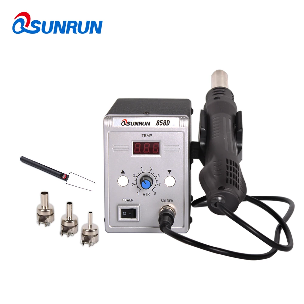 

Qsunrun 700W 858D BGA Rework Station Digital LED Display 858D Soldering Station SMD Hot Air Welding for SOIC CHIP QFP PLCC