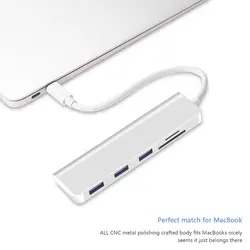 Redlai USB C type-C концентратор с USB 3,0 SD/TF кардридер адаптер для Apple MacBook 12 дюймов Air 2018 Pro 2017/2016 USB-C концентратор