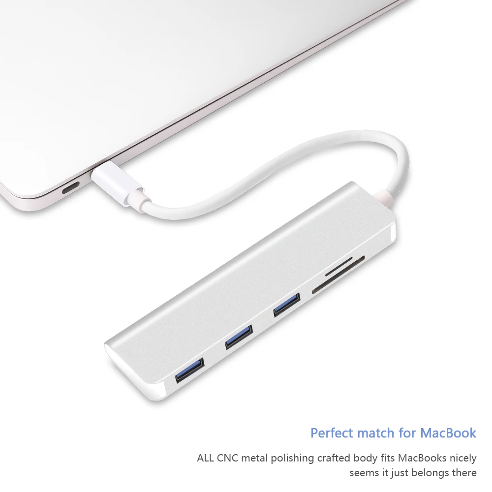 

Redlai USB C Type-C Hub with USB 3.0 SD/TF Card Reader Adapter for Apple MacBook 12 inch Air 2018 Pro 2017/2016 USB-C Hub