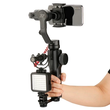 

3 in 1 Metal Extend Pole Mount Bracket Triple 3 Cold Shoe Stand Flash LED Light Mic For Zhiyun Smooth 4/DJI OSMO/Vimble 2 Gimbal