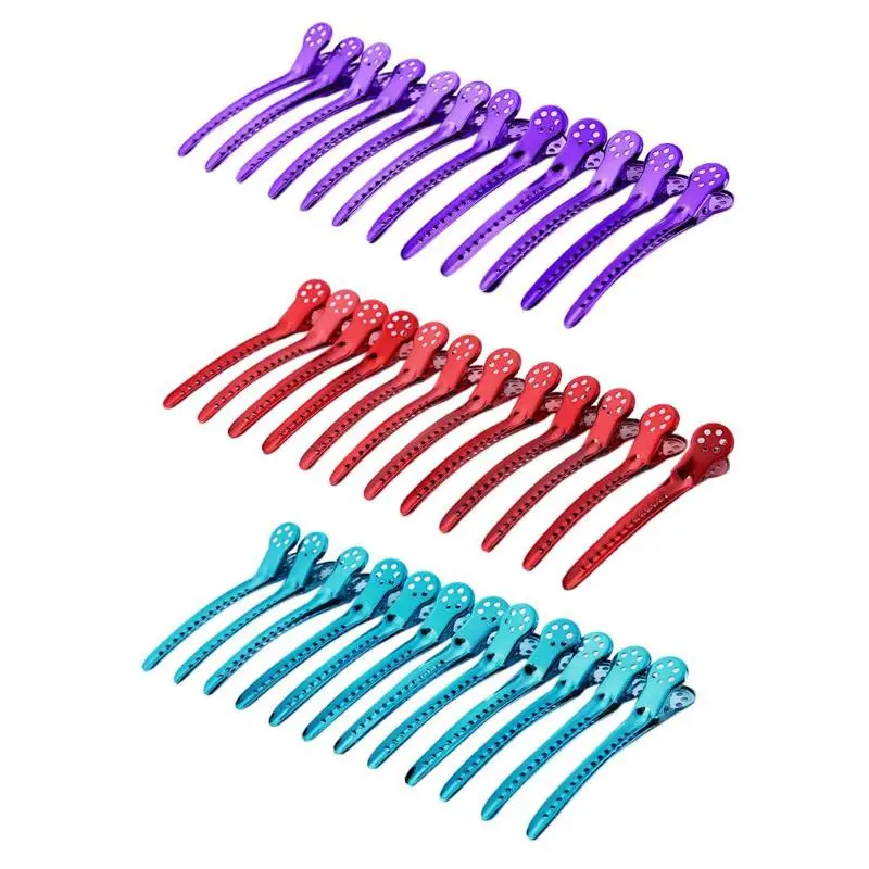 

12pcs Hair Clips Pro Hairdressing Beak Mouth Sectioning Clip Duckbill Clamp