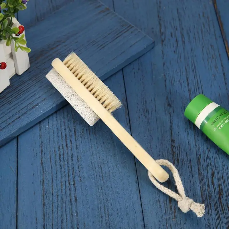 Body Brush Wood Handle Pumice Stone Foot Brush Scrubber Feet Exfoliating Dead Skin Remover Massage Brush Foot Care 4