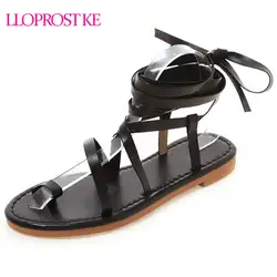 Lloprost Ke 2019 летние сандалии-гладиаторы в римском стиле Стиль Для женщин обувь для отдыха пляжные с перекрестной шнуровкой обувь женские