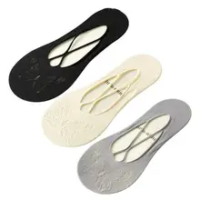 3 пары дышащих женских носков с низкой посадкой невидимые носки нескользящие(черный, серый и хаки