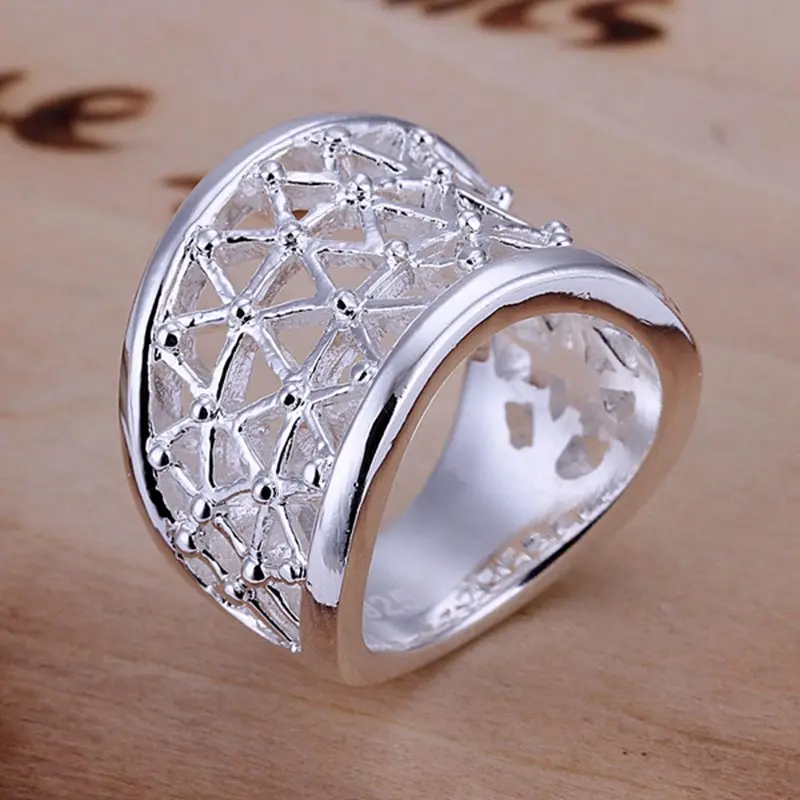 

Wholesale 925 Sterling Silver Jewelry Hollow out Rings Men Women R032