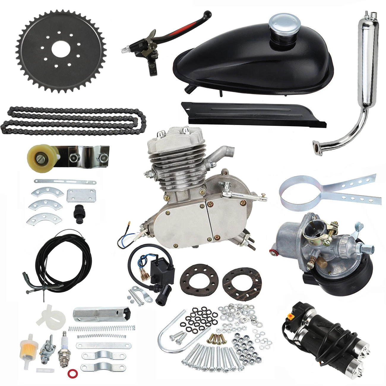 

Silver Engine Kit Fit For 2 Stroke 80cc Gas Motorized Bicycle Push Bike